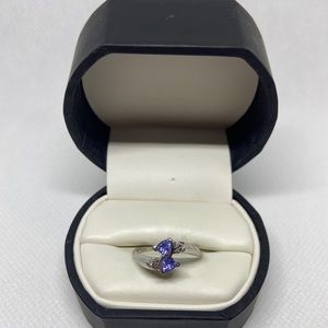 Solid 10kt White Gold Colored Stone Ring